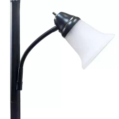 Matte Bronze and White Reading Arm Torchiere