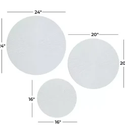 Matte White Ribbed Sunburst Wall Plates, Set of 3