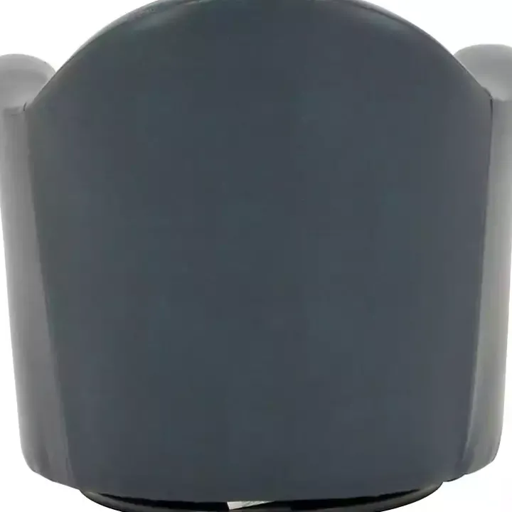 Max Blue Faux Leather Swivel Club Accent Chair