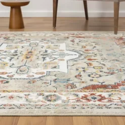 Medallion Ivory Rust Area Rug, 3x6