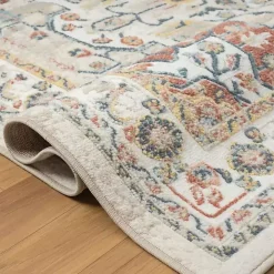 Medallion Ivory Rust Area Rug, 3x6