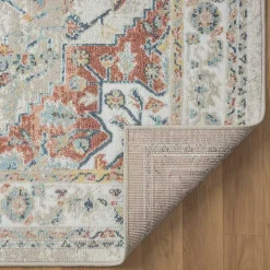 Medallion Ivory Rust Area Rug, 3x6