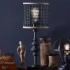 Metal and Burlap Edison Lamp
