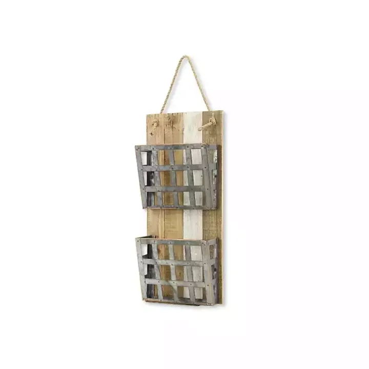 Metal and Wood 2-Tier Mail Holder Wall Plaque
