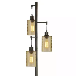 Metal Robert Floor Lamp with Amber Glass Pendants