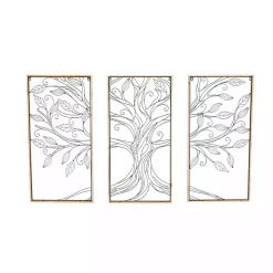 Metal Wire Tree Panel Wall Plaques, Set of 3