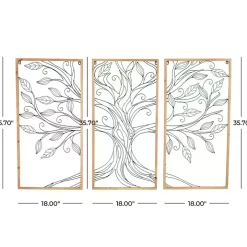 Metal Wire Tree Panel Wall Plaques, Set of 3