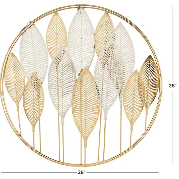 Metallic Gold and Silver Layered Leaf Wall Plaque