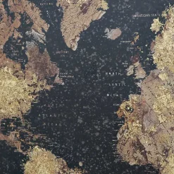 Metallic Gold World Map Framed Art Print