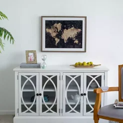 Metallic Gold World Map Framed Art Print