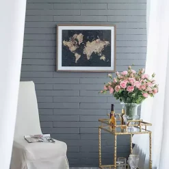 Metallic Gold World Map Framed Art Print