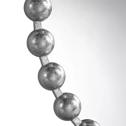 Metallic Silver Foiled Beaded Wall Mirror