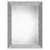 Metallic Silver Textured Frame Wall Mirror