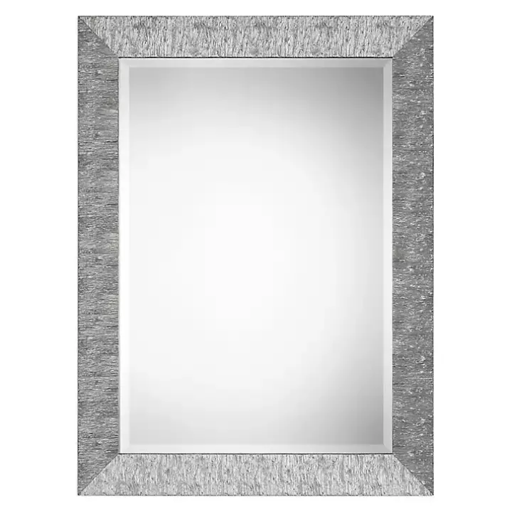 Metallic Silver Textured Frame Wall Mirror