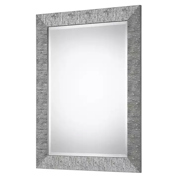 Metallic Silver Textured Frame Wall Mirror