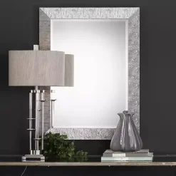 Metallic Silver Textured Frame Wall Mirror