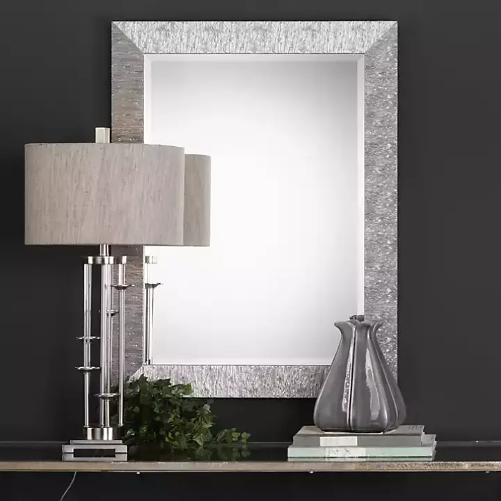 Metallic Silver Textured Frame Wall Mirror