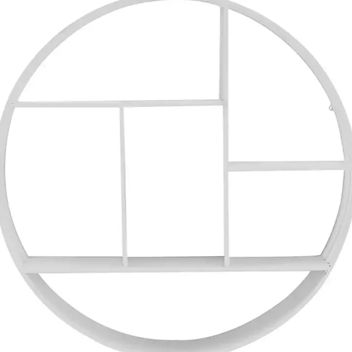 Metallic White Metal Circular Frame Wall Shelf