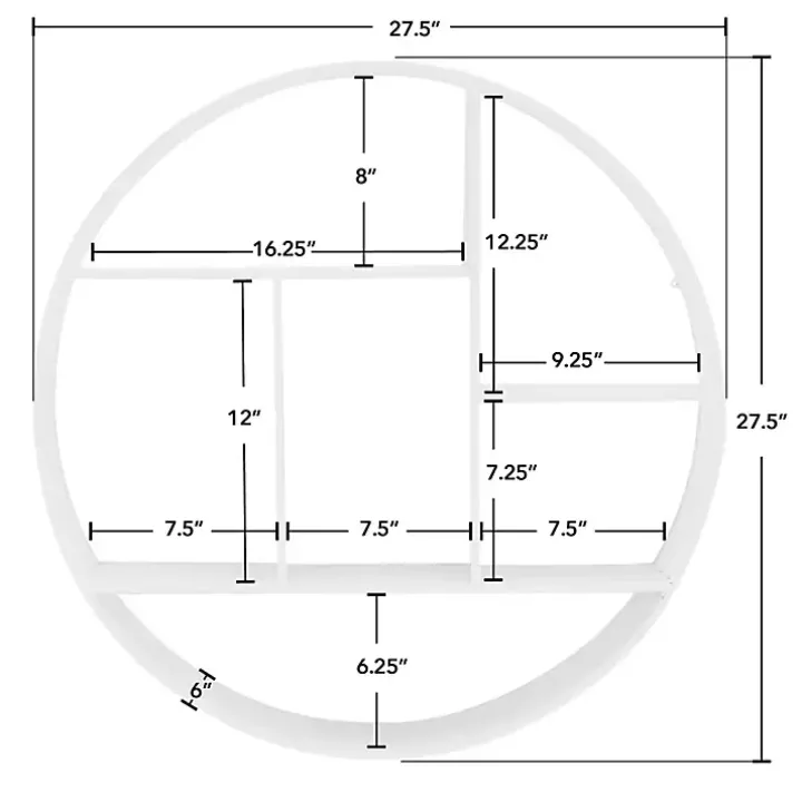 Metallic White Metal Circular Frame Wall Shelf