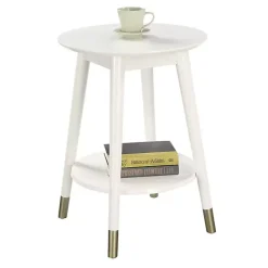 Mia Round White Accent Table
