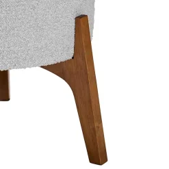 Mid-Century Modern Gray Boucle Ottoman