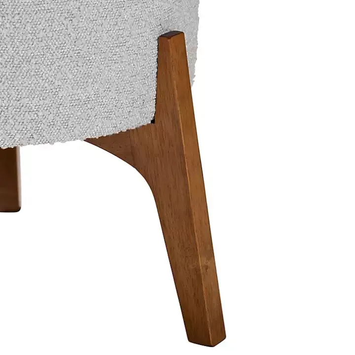 Mid-Century Modern Gray Boucle Ottoman