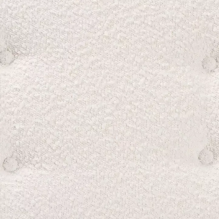 Mid-Century Modern White Boucle Angled Bench