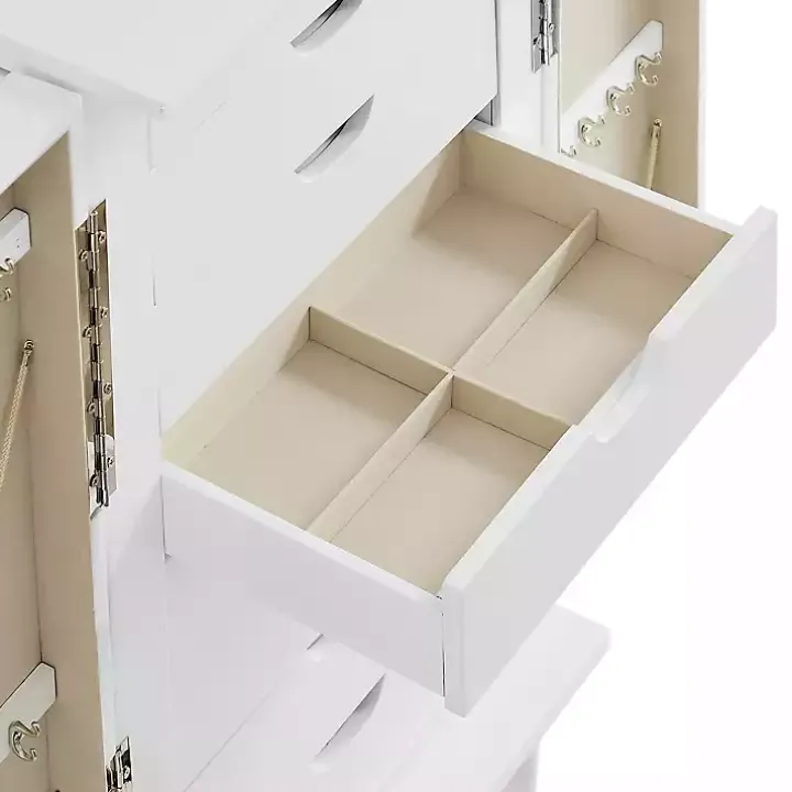 Mid-Century Modern White Jewelry Armoire