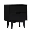 Midnight Black Wood 2-Drawer Modern Nightstand