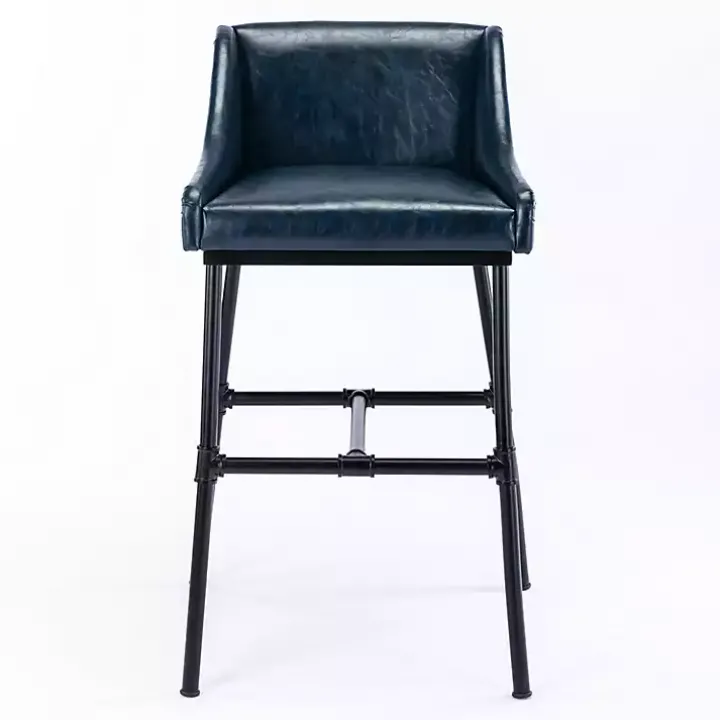 Midnight Blue Faux Leather Parlor Bar Stool