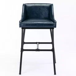 Midnight Blue Faux Leather Parlor Bar Stool