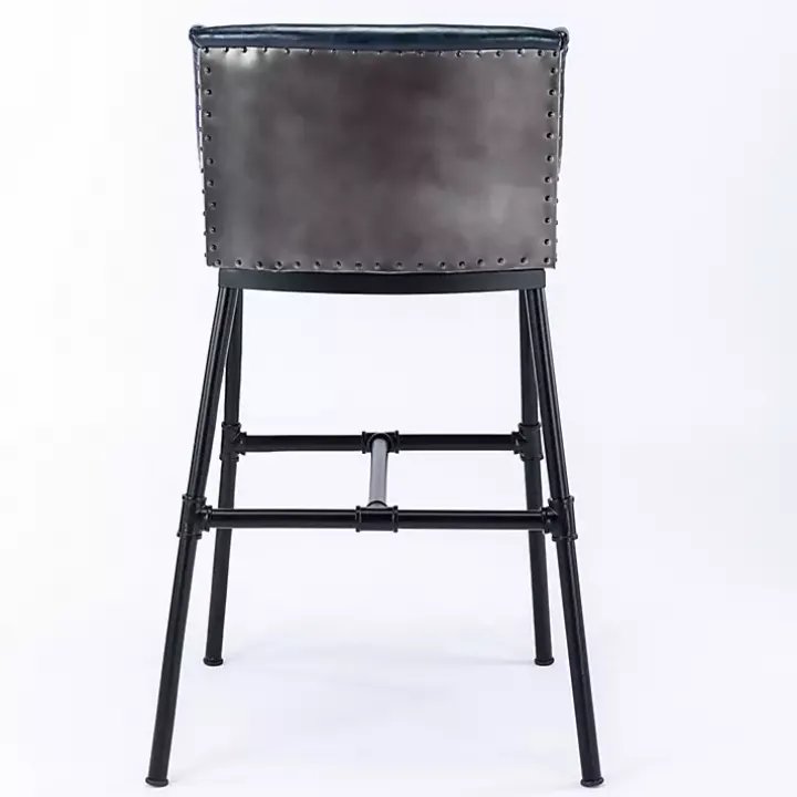 Midnight Blue Faux Leather Parlor Bar Stool