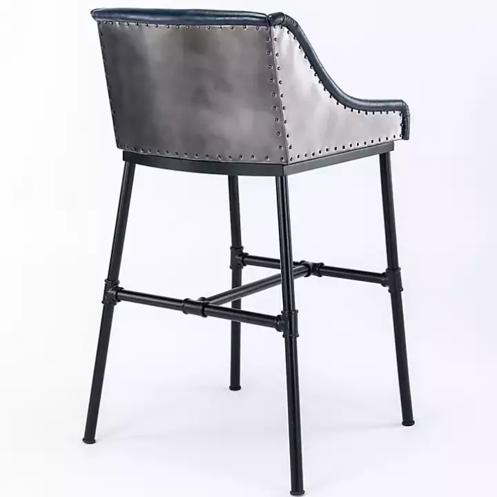 Midnight Blue Faux Leather Parlor Bar Stool