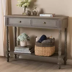 Mindi Wood Rustic Farmhouse Console Table