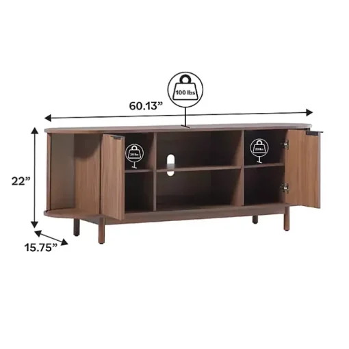 Mocha Brown Wood Reeded Oval TV Stand