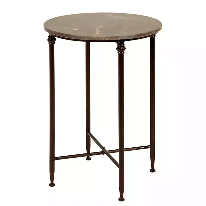 Modern Metal and Marble Accent Table