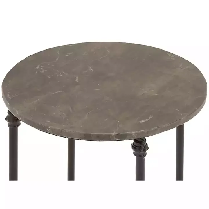 Modern Metal and Marble Accent Table