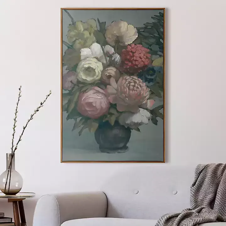 Moody Floral Bouquet Framed Canvas Art Print