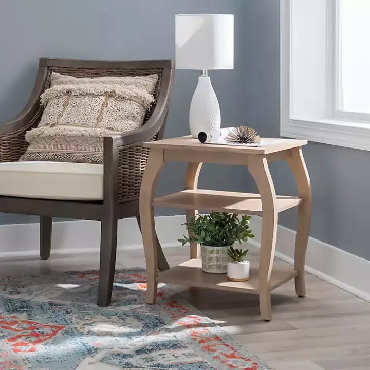 Natural Prismatic Wood Accent Table