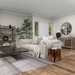 Natural Abstract Teak Wood Grain Accent Table