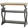 Natural and Black Wood 3-Tier Console Table
