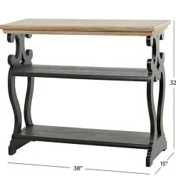 Natural and Black Wood 3-Tier Console Table