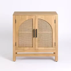 Natural Arch Cane and Wood Cabinet