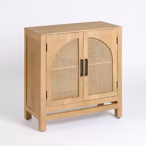 Natural Arch Cane and Wood Cabinet