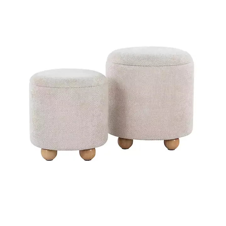 Natural Bacci Nesting Ottomans, Set of 2
