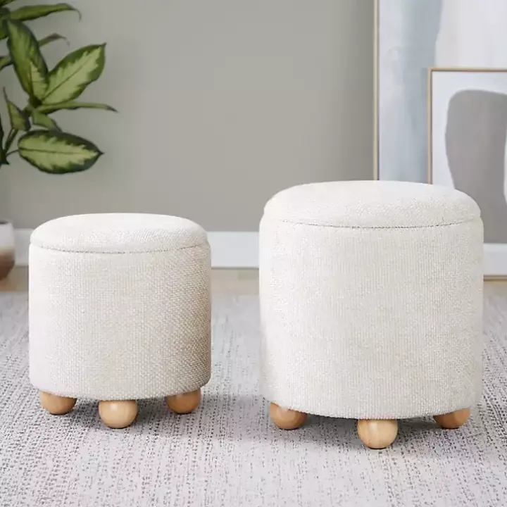 Natural Bacci Nesting Ottomans, Set of 2