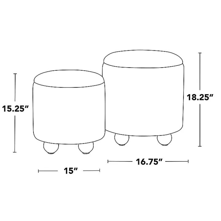 Natural Bacci Nesting Ottomans, Set of 2