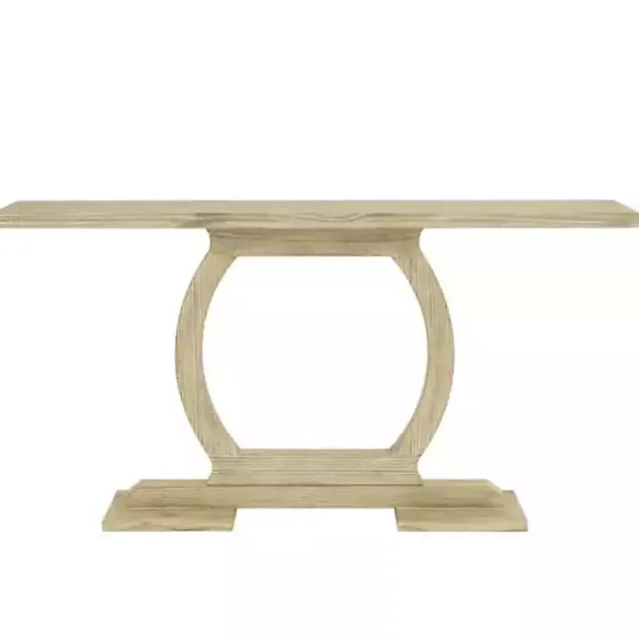 Natural Barnwood Circular Pedestal Console Table