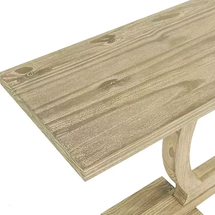 Natural Barnwood Circular Pedestal Console Table