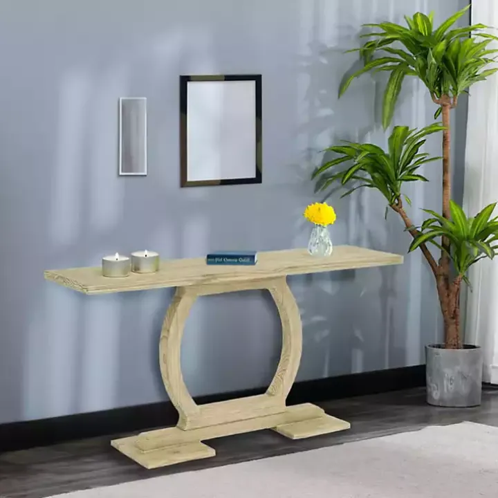 Natural Barnwood Circular Pedestal Console Table